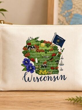 Toss Designs Wisconsin Travel Cosmetic Pouch Zip Organizer Wristlet